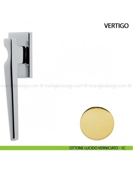 Maniglia per finestra martellina DK Vertigo Comit ottone lucido verniciato