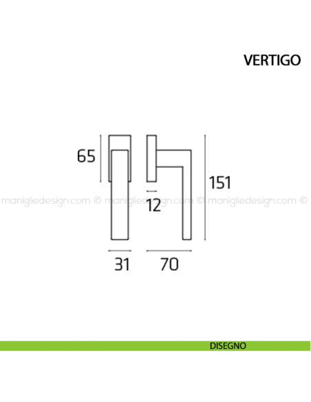 Maniglia per finestra martellina DK Vertigo Comit disegno