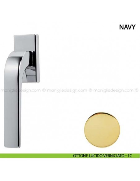 Maniglia per finestra martellina DK Navy Comit ottone lucido verniciato