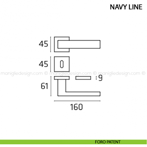 Maniglia per porta Navy Line Comit foro patent