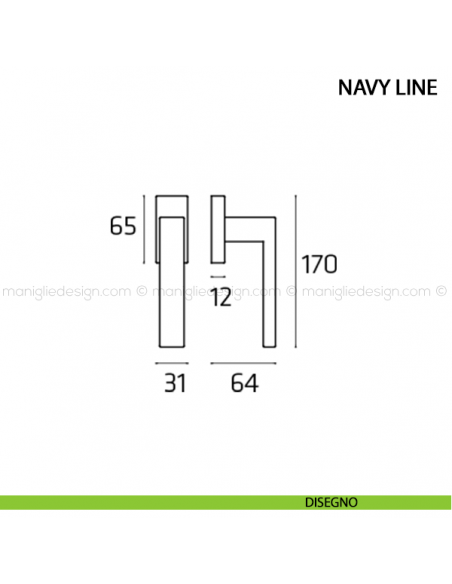 Maniglia per finestra martellina DK Navy Line Comit disegno