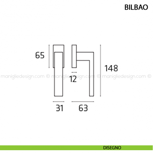 Maniglia per finestra martellina DK Bilbao Comit disegno