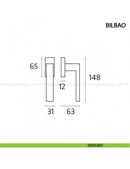 Maniglia per finestra martellina DK Bilbao Comit disegno