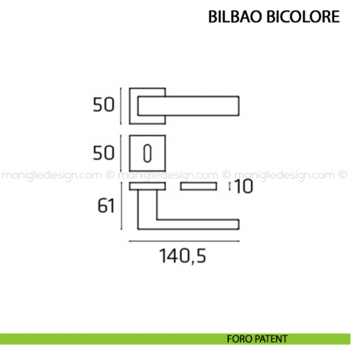 Maniglia per porta Bilbao Bicolore Comit foro patent