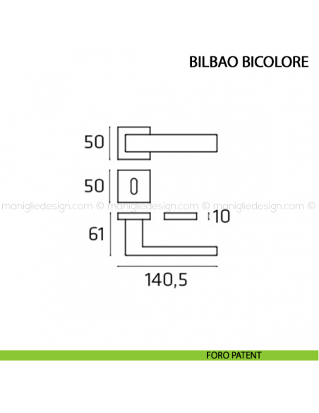 Maniglia per porta Bilbao Bicolore Comit foro patent