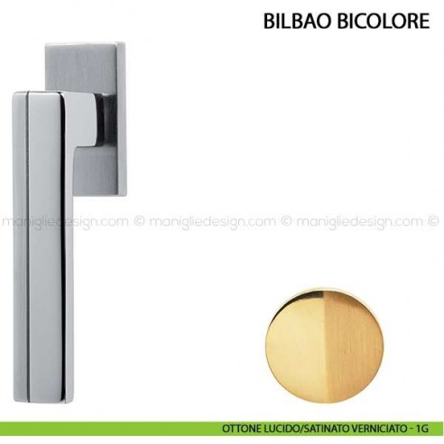Maniglia per finestra martellina DK Bilbao Bicolore Comit ottone lucido/satinato verniciato