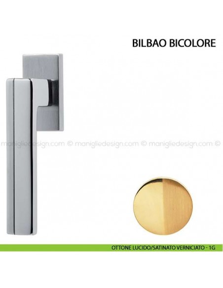 Maniglia per finestra martellina DK Bilbao Bicolore Comit ottone lucido/satinato verniciato