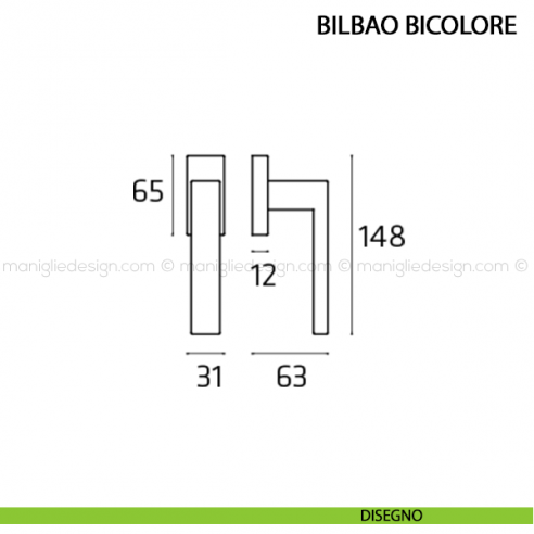 Maniglia per finestra martellina DK Bilbao Bicolore Comit disegno