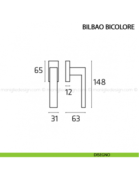 Maniglia per finestra martellina DK Bilbao Bicolore Comit disegno