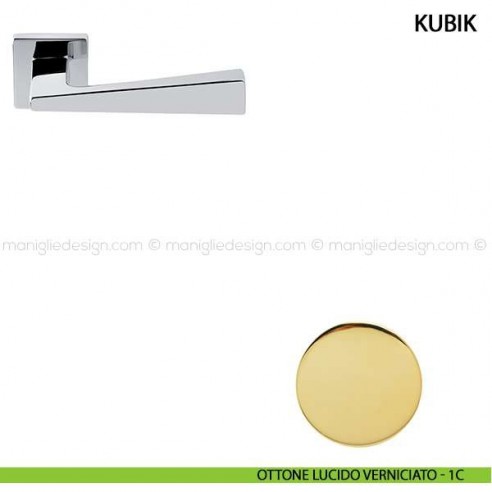 Maniglia per porta Kubik Comit ottone lucido verniciato