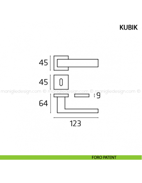 Maniglia per porta Kubik Comit foro patent