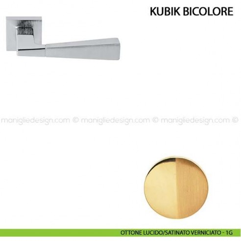 Maniglia per porta Kubik Bicolore Comit ottone lucido/satinato verniciato