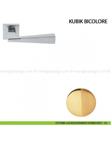 Maniglia per porta Kubik Bicolore Comit ottone lucido/satinato verniciato