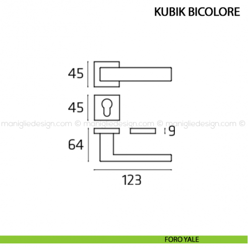 Maniglia per porta Kubik Bicolore Comit foro yale