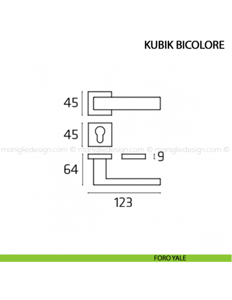 Maniglia per porta Kubik Bicolore Comit foro yale