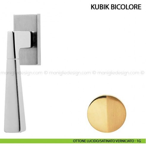 Maniglia per finestra martellina DK Kubik Bicolore Comit ottone lucido/satinato verniciato