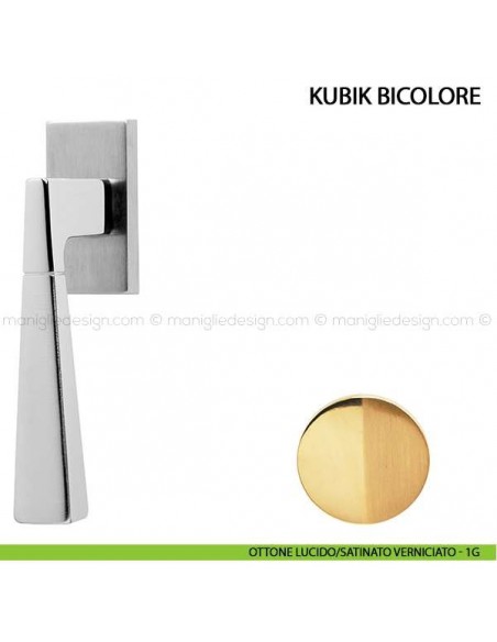 Maniglia per finestra martellina DK Kubik Bicolore Comit ottone lucido/satinato verniciato