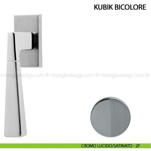 Maniglia per finestra martellina DK Kubik Bicolore Comit cromo lucido/satinato