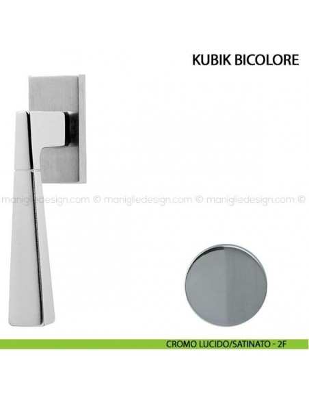 Maniglia per finestra martellina DK Kubik Bicolore Comit cromo lucido/satinato