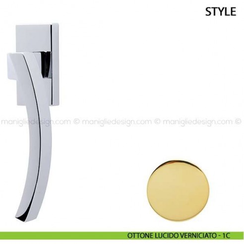 Maniglia per finestra martellina DK Style Comit ottone lucido verniciato