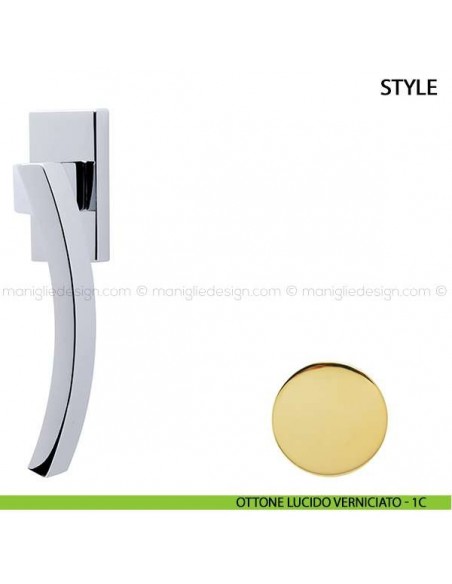 Maniglia per finestra martellina DK Style Comit ottone lucido verniciato