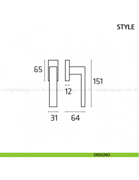 Maniglia per finestra martellina DK Style Comit disegno