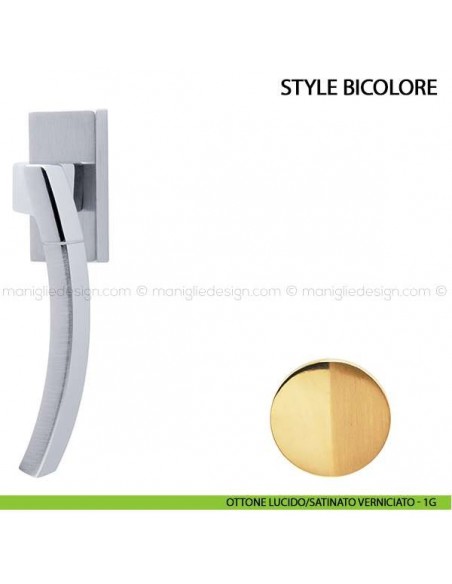 Maniglia per finestra martellina DK Style Bicolore Comit ottone lucido/satinato verniciato