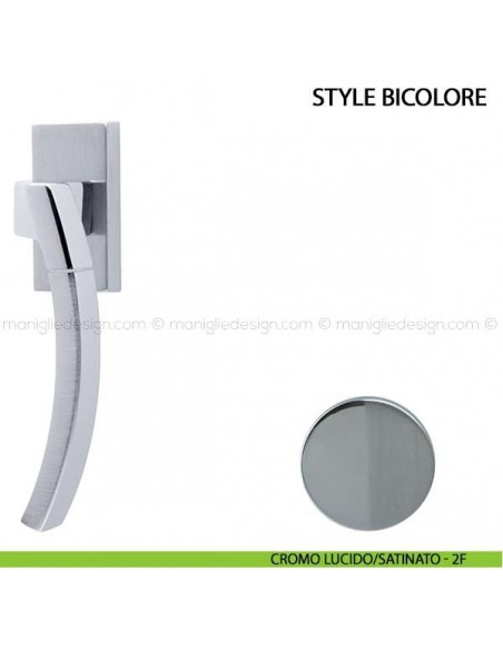 Maniglia per finestra martellina DK Style Bicolore Comit cromo lucido/satinato