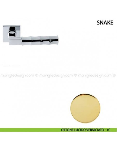 Maniglia per porta Snake Comit ottone lucido verniciato