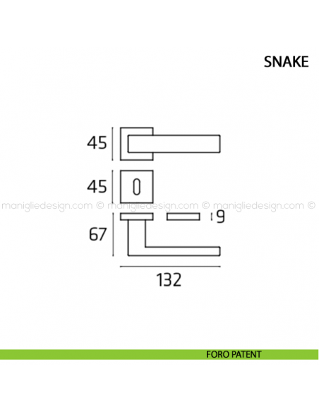 Maniglia per porta Snake Comit foro patent