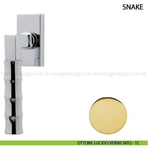 Maniglia per finestra martellina DK Snake Comit ottone lucido verniciato