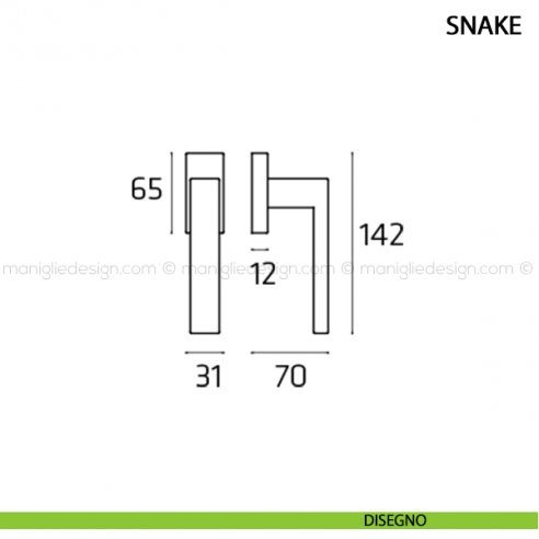 Maniglia per finestra martellina DK Snake Comit disegno