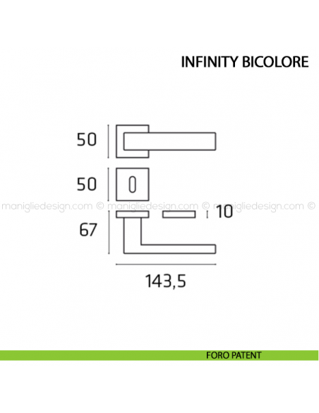 Maniglia per porta Infinity bicolore Comit foro patent