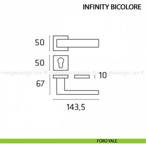 Maniglia per porta Infinity bicolore Comit foro yale