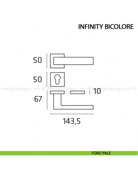 Maniglia per porta Infinity bicolore Comit foro yale