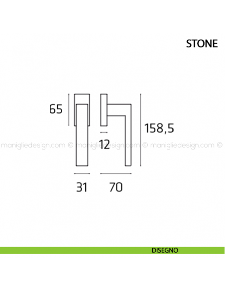 Maniglia per finestra martellina DK Stone Comit disegno