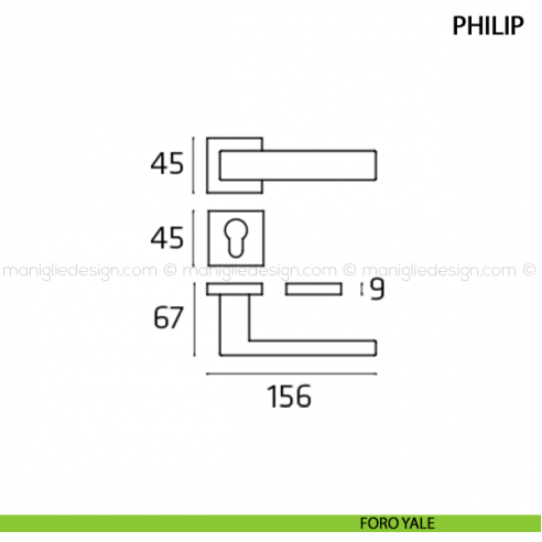 Maniglia per porta Philip Comit foro yale