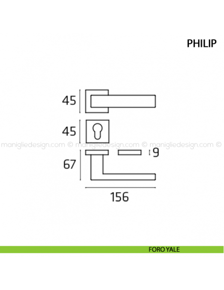 Maniglia per porta Philip Comit foro yale