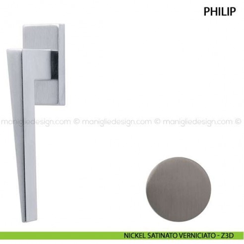 Maniglia per finestra martellina DK Philip Comit nickel satinato verniciato