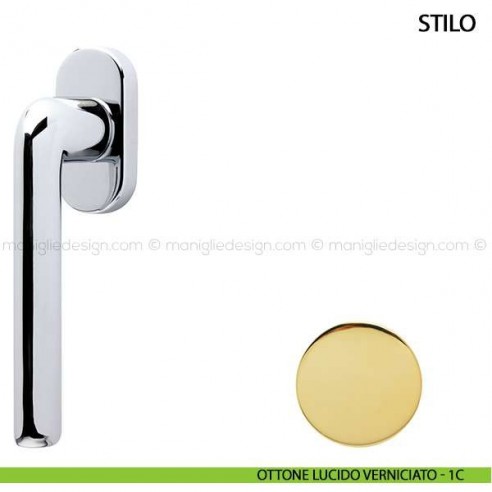 Maniglia per finestra martellina DK Stilo Comit ottone lucido verniciato