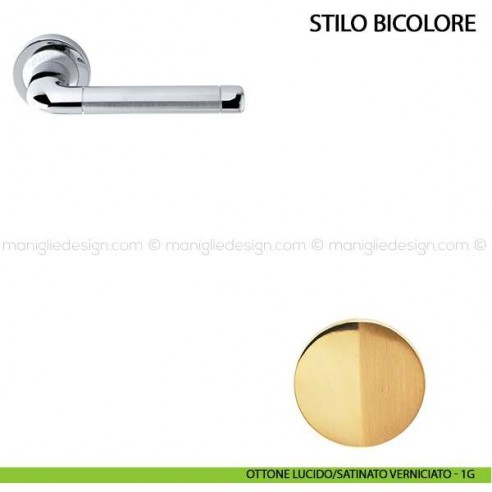 Maniglia per porta Stilo Bicolore Comit ottone lucido/satinato verniciato