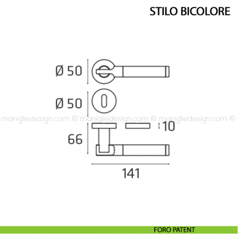 Maniglia per porta Stilo Bicolore Comit foro patent