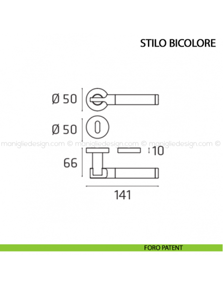 Maniglia per porta Stilo Bicolore Comit foro patent