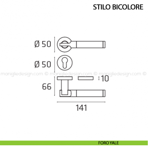 Maniglia per porta Stilo Bicolore Comit foro yale