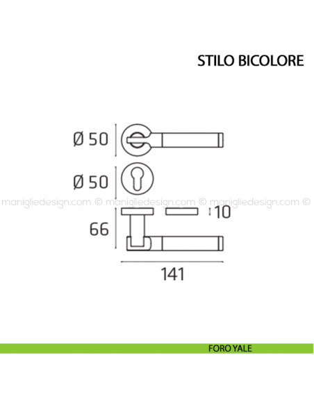 Maniglia per porta Stilo Bicolore Comit foro yale