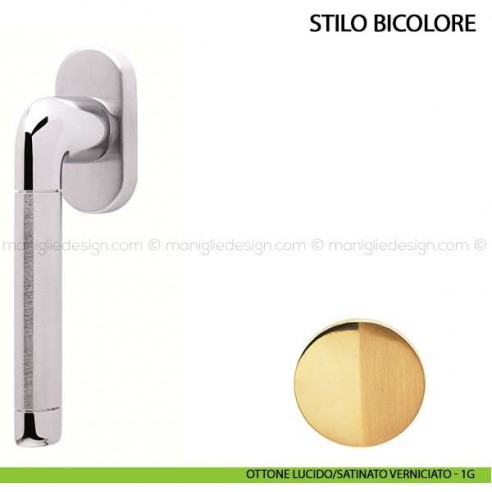Maniglia per finestra martellina DK Stilo Bicolore Comit ottone lucido/satinato verniciato