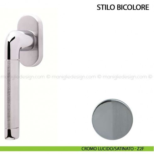 Maniglia per finestra martellina DK Stilo Bicolore Comit cromo lucido/satinato