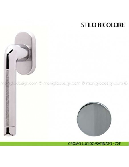 Maniglia per finestra martellina DK Stilo Bicolore Comit cromo lucido/satinato