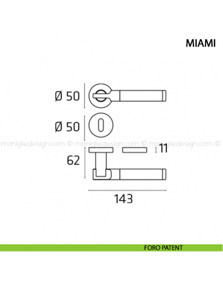 Maniglia per porta Miami Comit foro patent