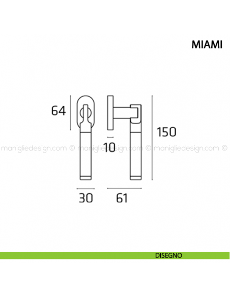 Maniglia per finestra martellina DK Miami Comit disegno